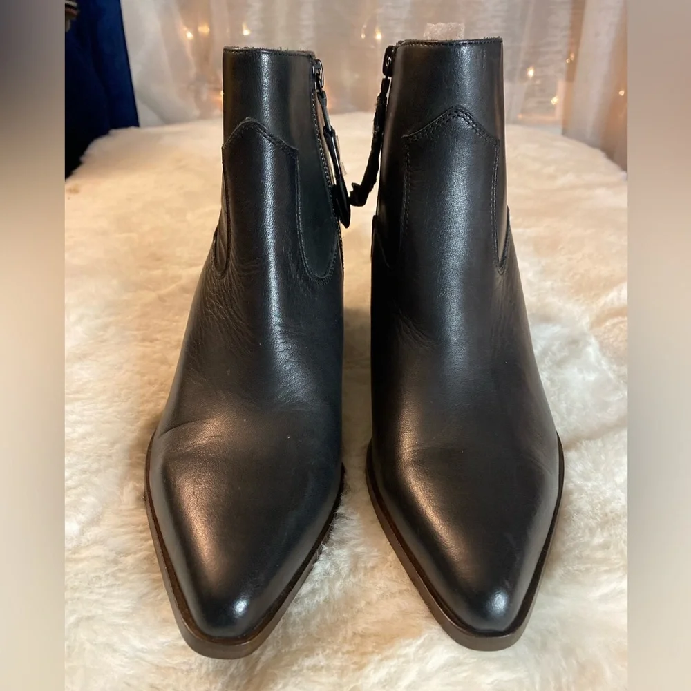 New Rag & Bone Razor Black Leather Side Zip Booties - Size 36.5 EU (6.5 US) - Picture 3 of 8